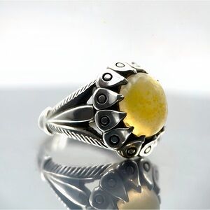 Women's Natural Yellow Agate Ring - May Birthstone Jewelry - Gift for Her